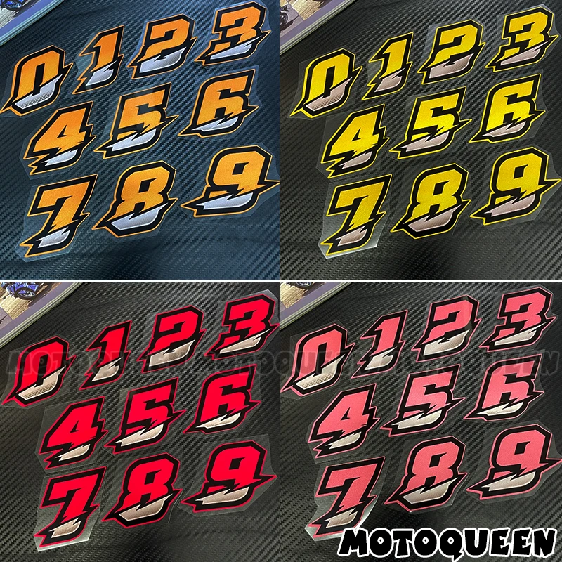 Pink Orange Racing Number Stickers Motorcycle Helmet Fuel Tank Fit Honda Suzuki Kawasaki Yamaha Vinyl Decal