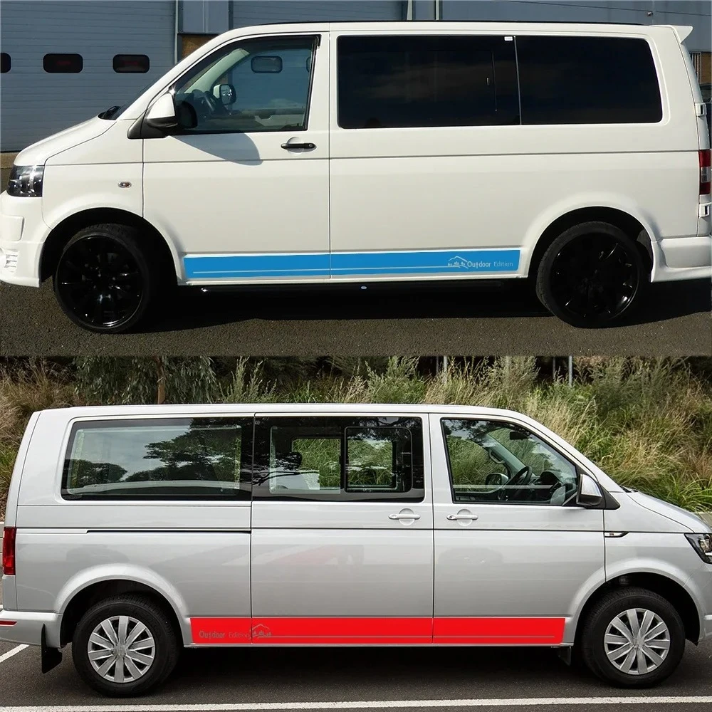 2PCS Car Door Side Stickers For Volkswagen Multivan Transporter Caravelle T5 T6 Vinyl Decals Outdoor Edition Auto Accessories view 4