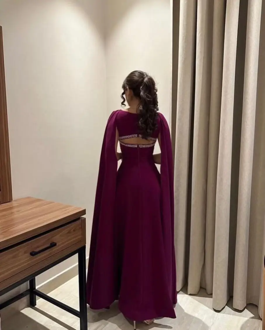 Jirocum Elegant Square Neck Purple Prom Gown Customized Beaded A-Line Party Evening Dress Floor Length Formal Occasion Dresses