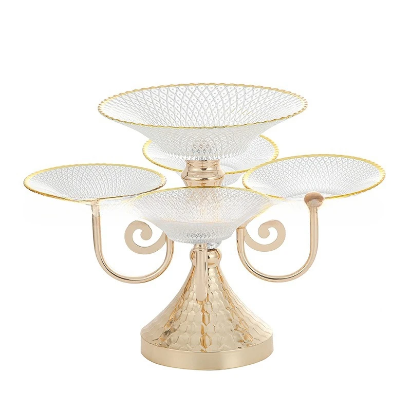 High-value Nordic multi-layer belt rotating belt Phnom light glass fruit plate household tea table snacks dessert display rack 6