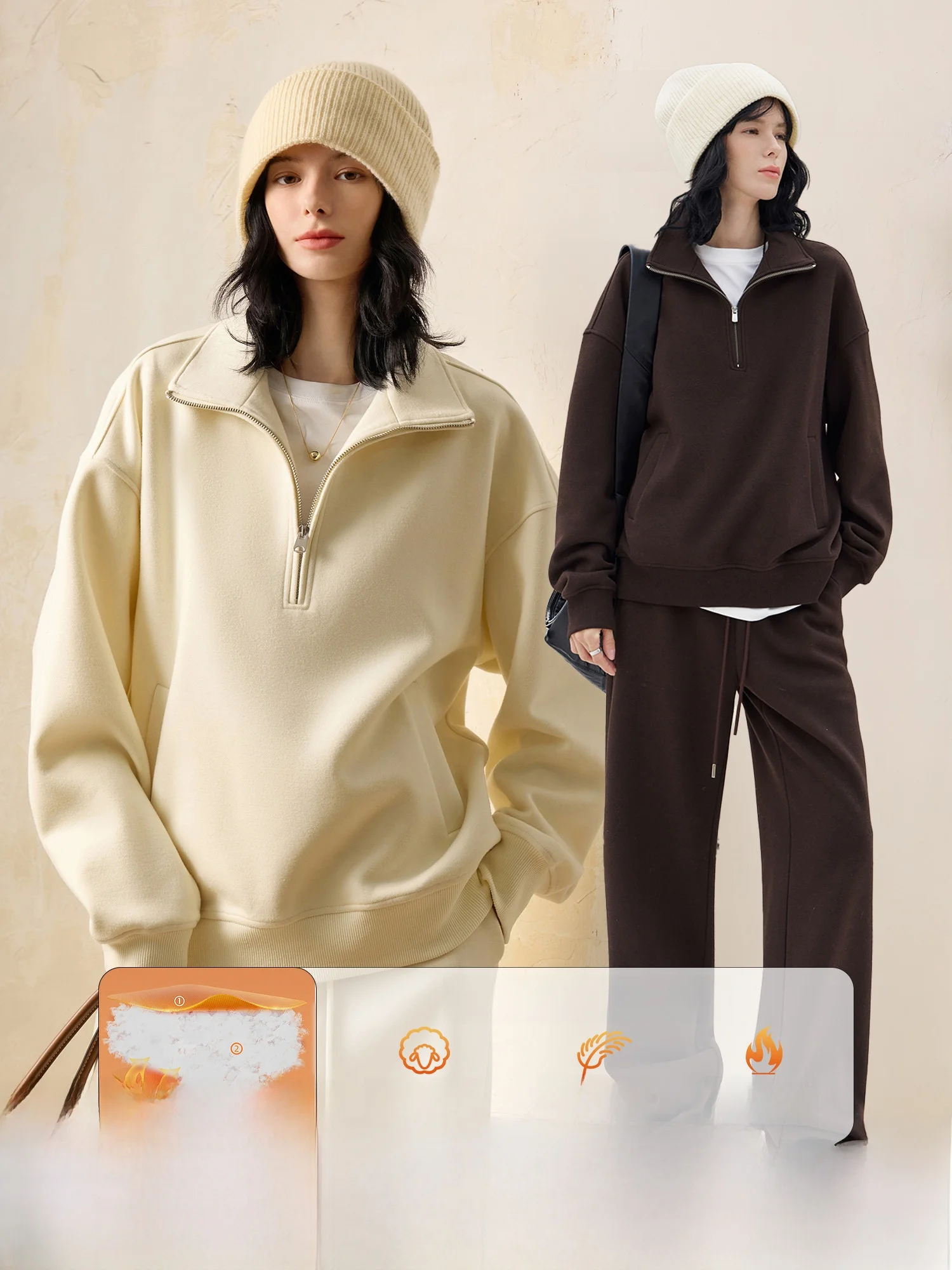 

Утепленный комплект из трехслойной ткани с подогревом Pumpkin Valley: теплый пуховый набор для осени и зимы, повседневный спортивный костюм с толстовкой на шнурке и брюками