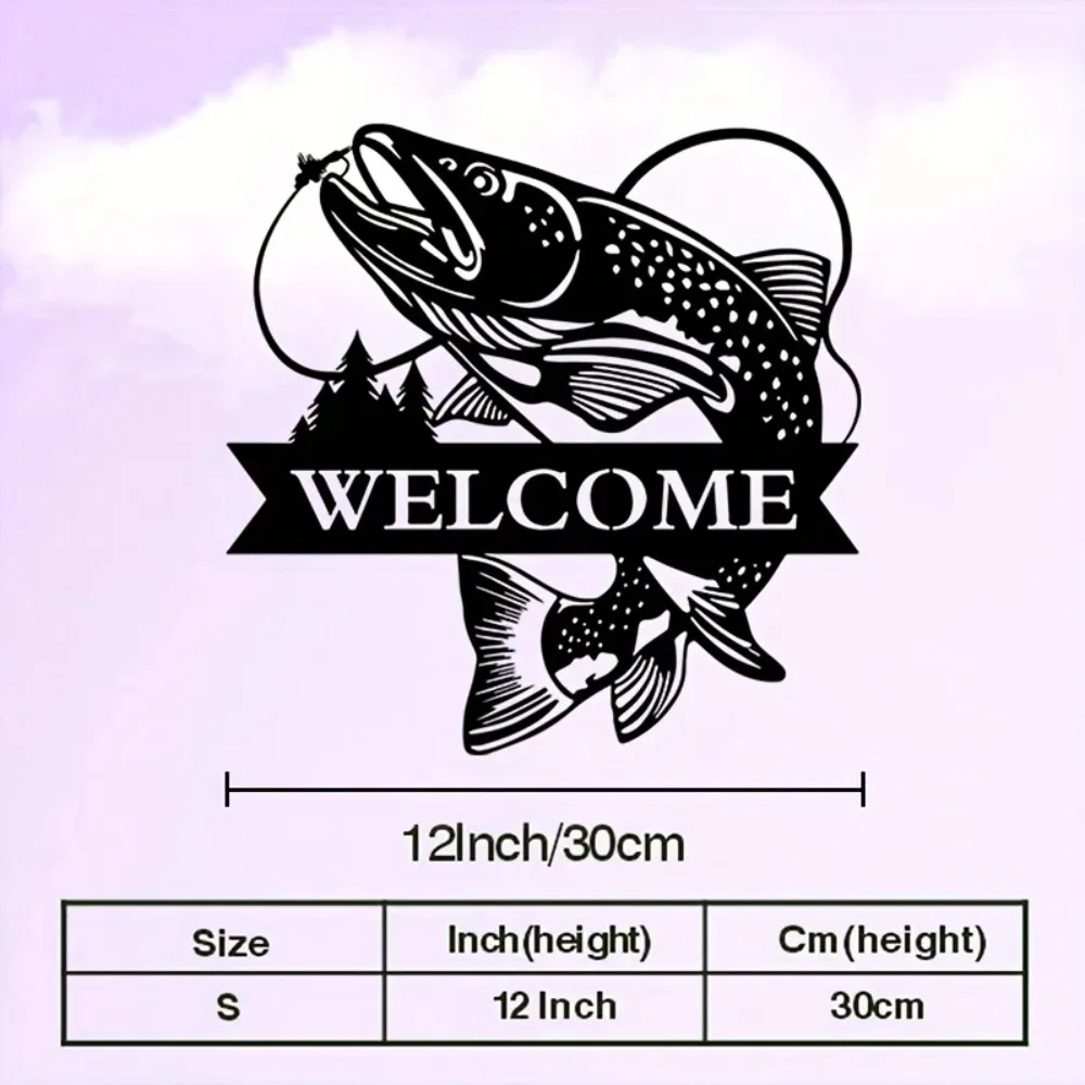 CIFBUY Metal Wall Art Jumping Trout Iron Sculpture Fish Statue Indoor Outdoor Home Decor for Fishing Lovers