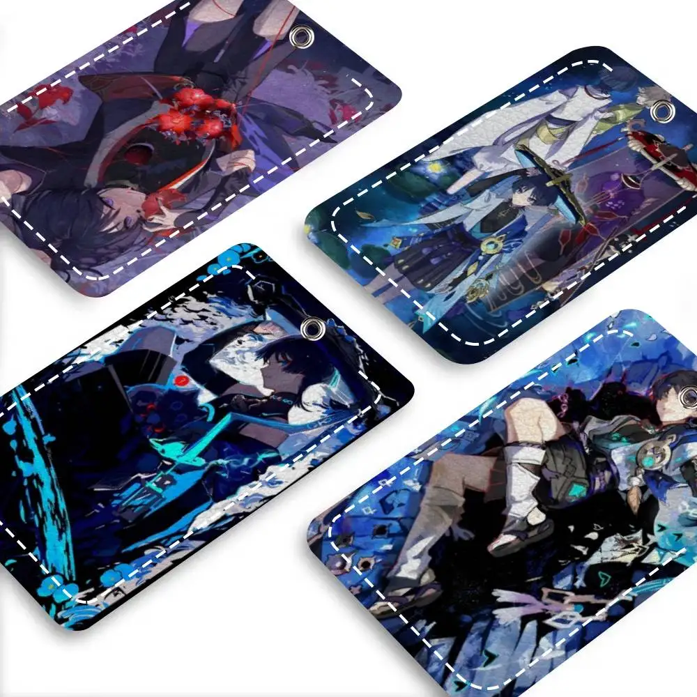 

Держатель для игровых карт Balladeer Scaramouche Genshin Impact, подходит для кредитных карт, проездных билетов, прямоугольный брелок из мягкой кожи