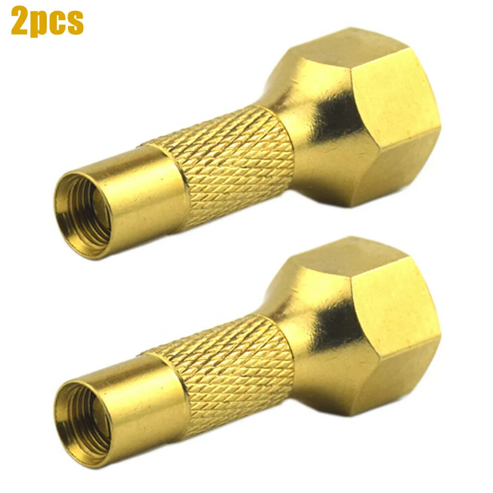 2pcs/set Tire Accessories Car For Car Tyre Inflator Gauge Pure Brass Replacement Screw-On New Useful 2pcs/set Tire