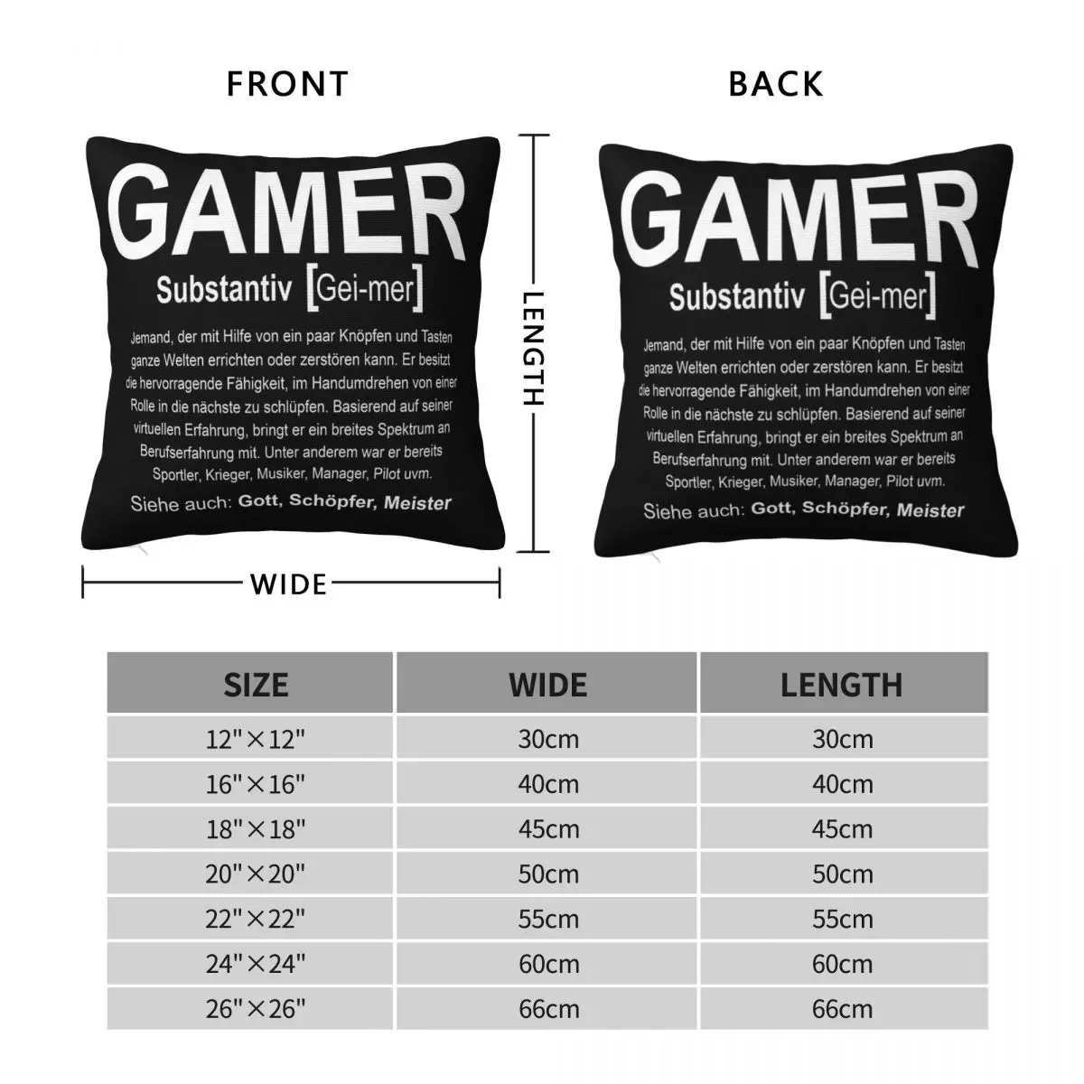 Gamer Explanation Definition Square Pillowcase Polyester Linen Velvet Pattern Zip Decorative Car Cushion Cover 45x45