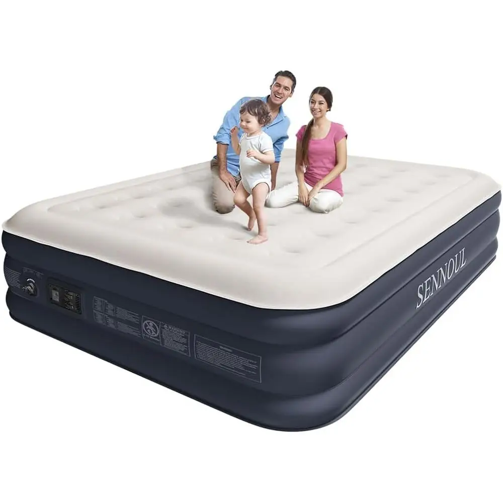 

Portable Inflatable Mattress with Built-in Pump, Comfortable Raised Air Bed for Indoor and Outdoor Use, Supports Up to 650 lbs