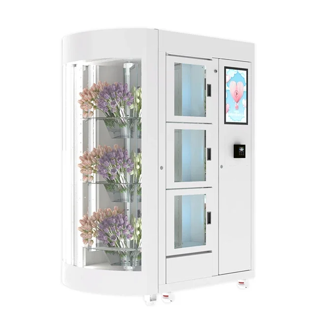 Chinese factory customizes the latest fresh cut flower vending machine for Sweet World