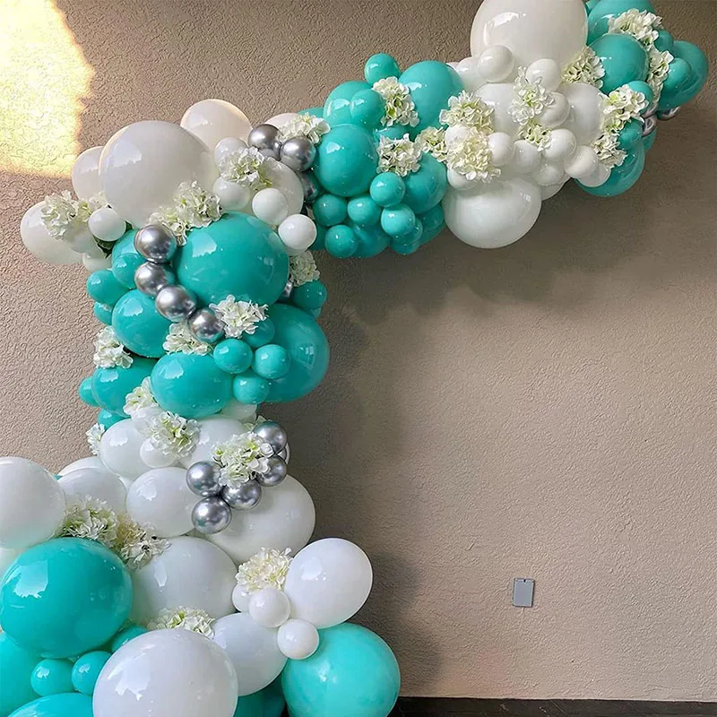 2 Sets Blue White Silver Latex Balloon Garland Arch Set For Wedding Birthday Party Balloon Decoration