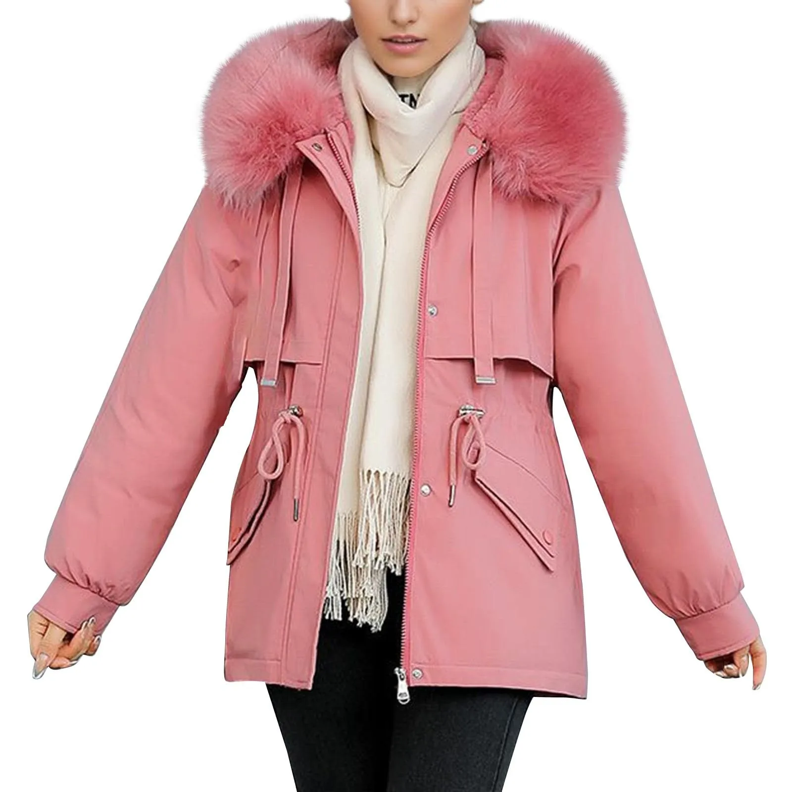 2025 Snow Wear Medium Long Parkas Winter Jacket Women Plush Lining Hooded Clothes Female Thickened Down Cotton Warm Coat