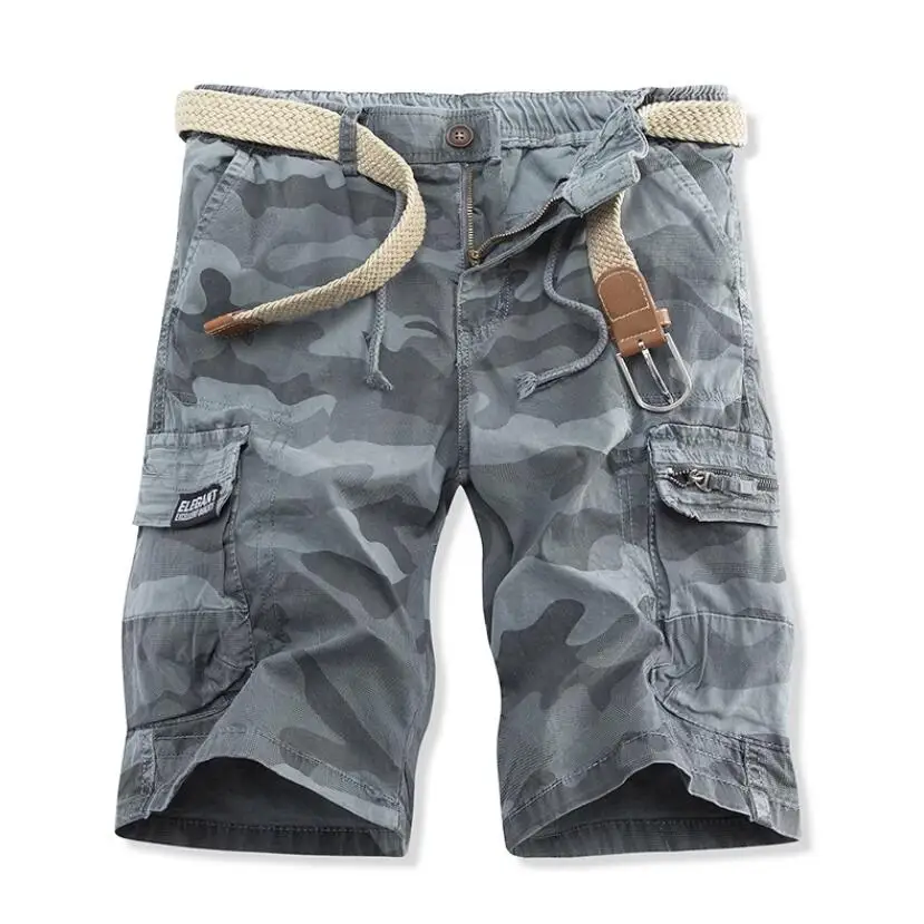 Men Camouflage Cargo Shorts New Summer Man Military Multi Pocket Loose Cargo Pants Male Cotton Casual Tool Shorts High Quality