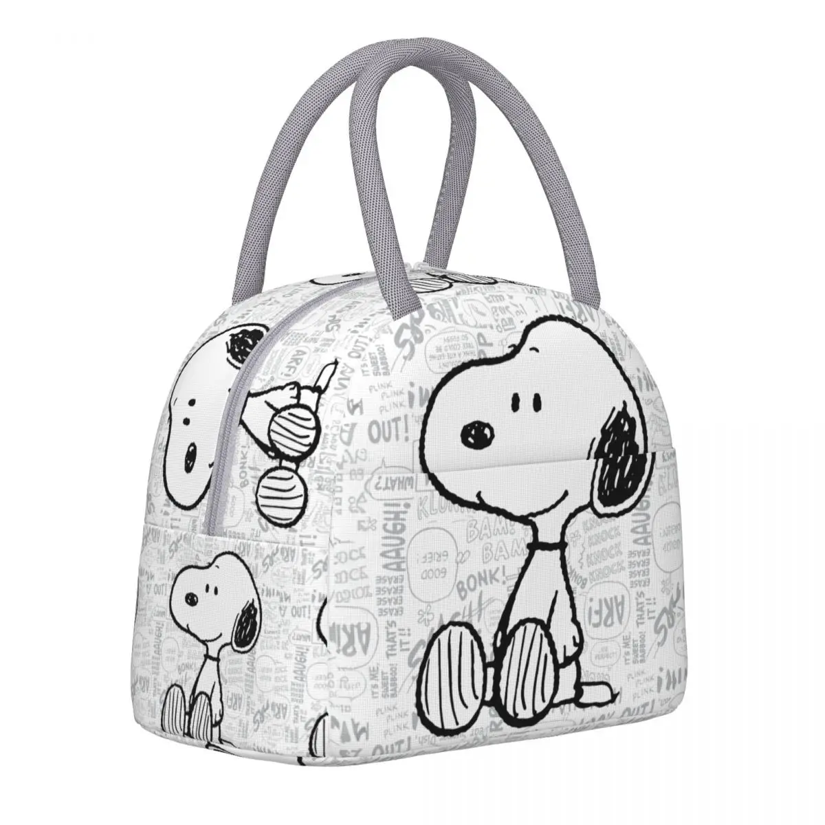 

Snoopys On Black White Thermal Insulated Lunch Bag for Office Portable Bento Box Cooler Thermal Food Box