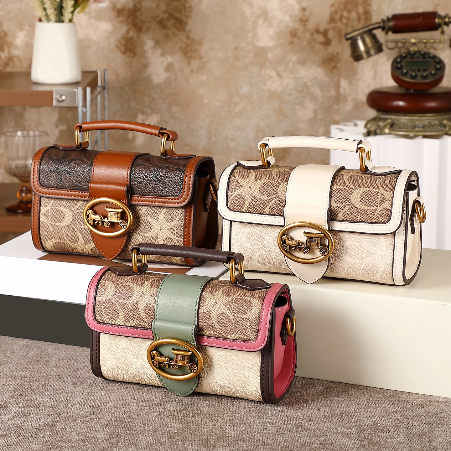 Women's handbag 2026 season new high-end and niche design, underarm bag, contrasting color, light luxury single shoulder crossbo