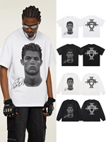 2025 Tribute To C Luo American Football Star Print American Street Trend High-quality Cotton T-shirts for Men and Women
