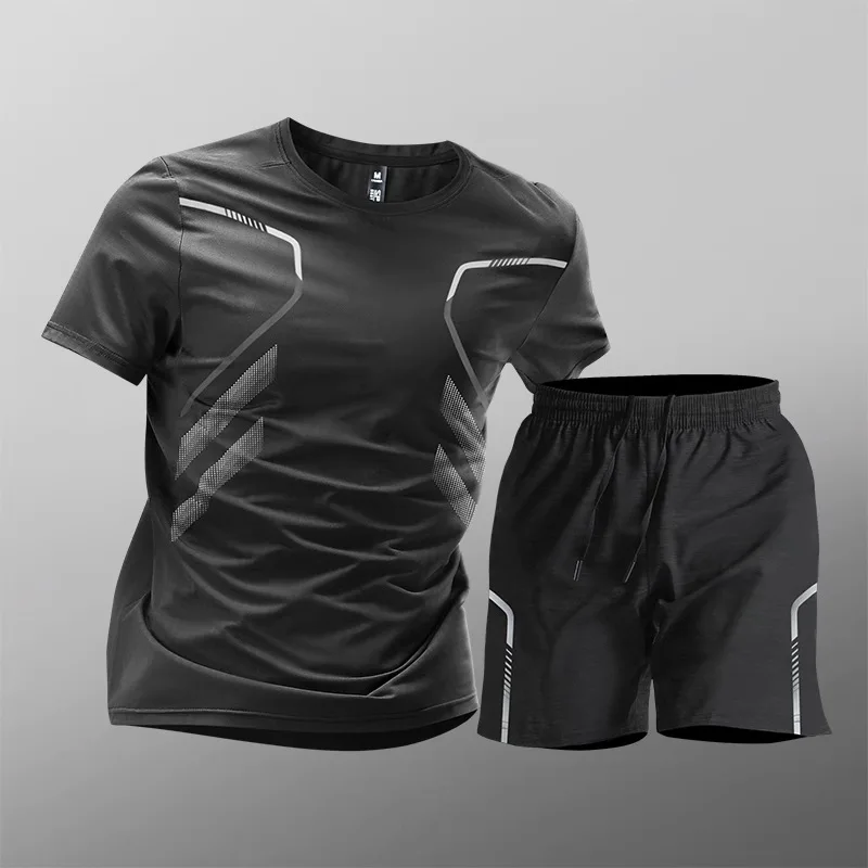 Summer Sets of Men Outdoor Tennis Sports Suits Casual O-neck Short Sleeve Top Shorts 2 Piece Fashion Running Fitness Gym Outfit
