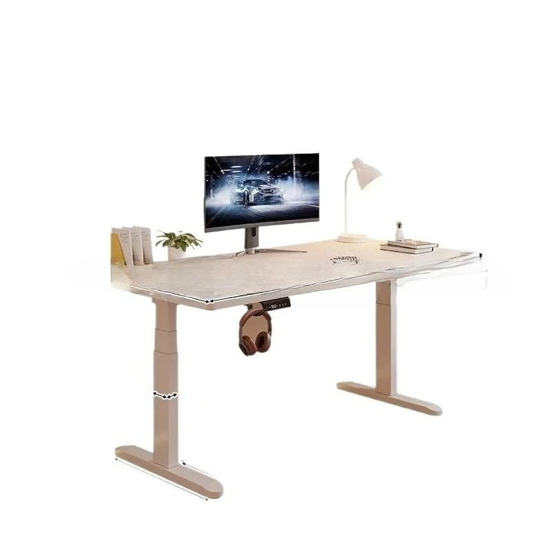 

2025 new model, white frame, solid wood desktop electric lifting table