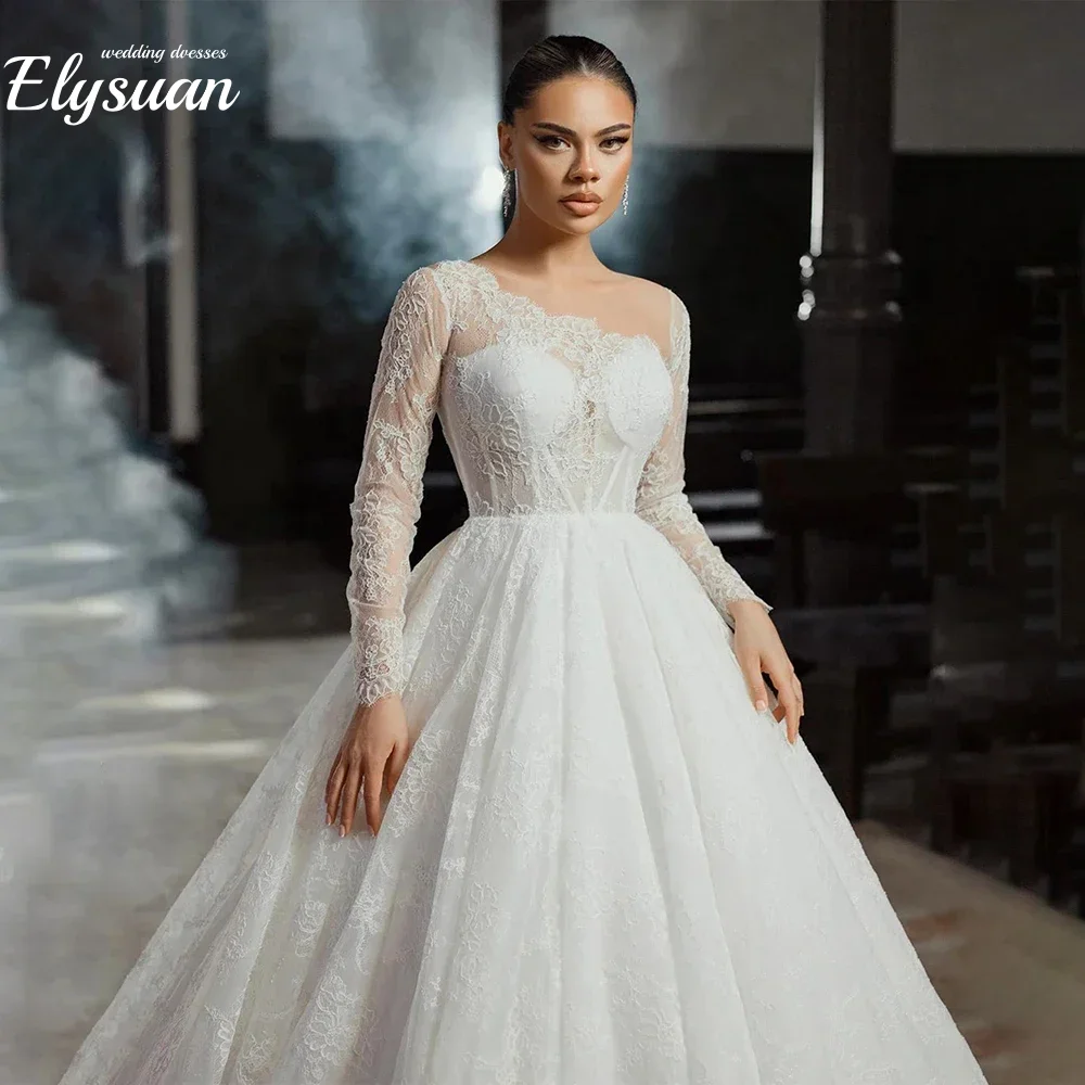 Элегантное бальное платье по индивидуальному заказу, классическое кружевное свадебное платье с длинными рукавами, платье принцессы невесты, Vestido De Novia
