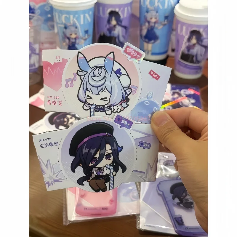 New Genshin Impact Link Peripheral Sigewinne Clorinde Keychain Stand Up Bubble Gun Cup Stickers Anime Peripheral Toys