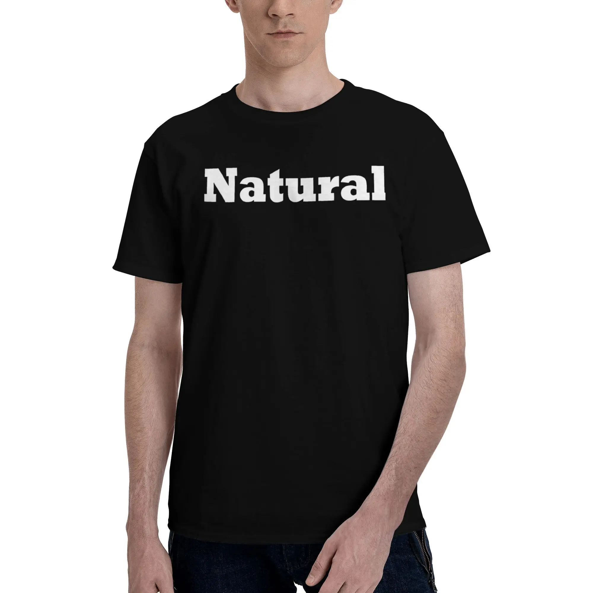 Natural Selection Text  Men T Shirts  Fun Tees Short Sleeve Crewneck T-Shirts Pure Cotton Graphic Printed Clothes