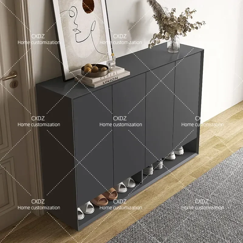 Italian Minimalist Shoe Cabinet Large Capacity Storage Locker for Entrance Hallway Nordic Simple Design Paint Finish Home