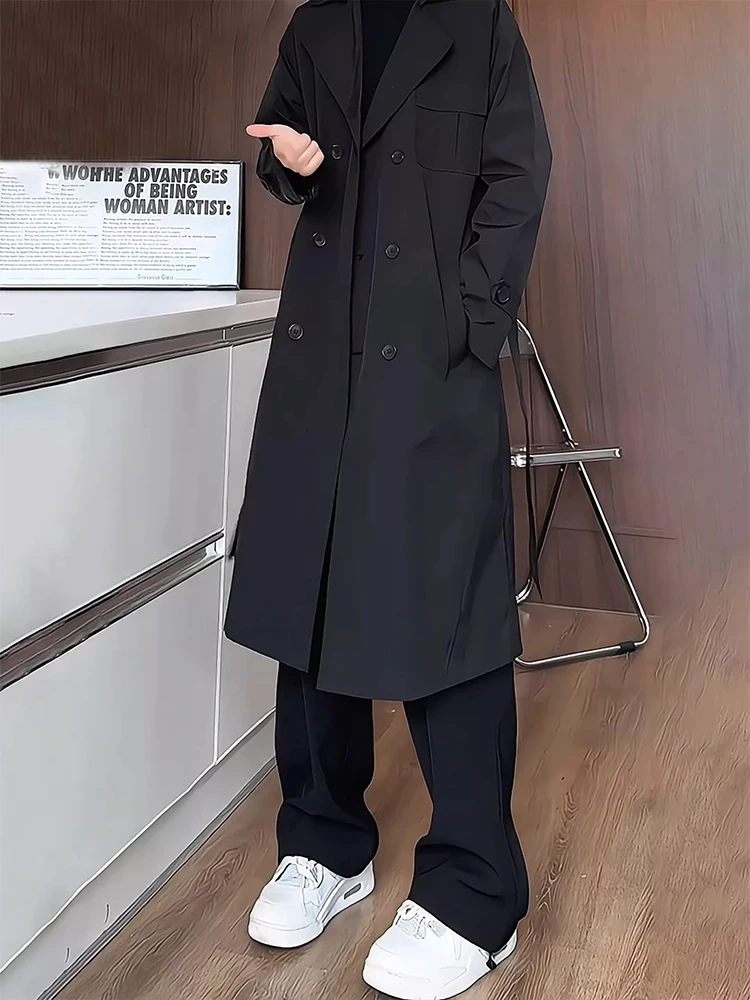 Korean Style Autumn Winter Atmosphere Medium Length Coat British Style High End Men's Clothing Krusov Civilian Coat Jacket