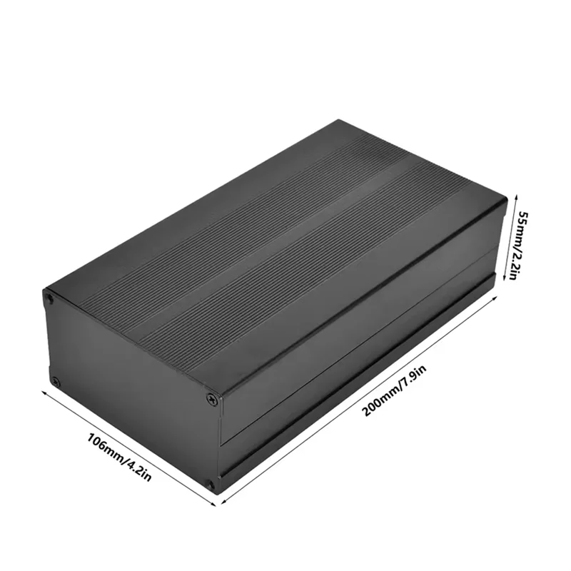 ABBP-Aluminum Alloy Sand Black Electronic Case Enclosure DIY Project Box 55X106x200mm Protection Case