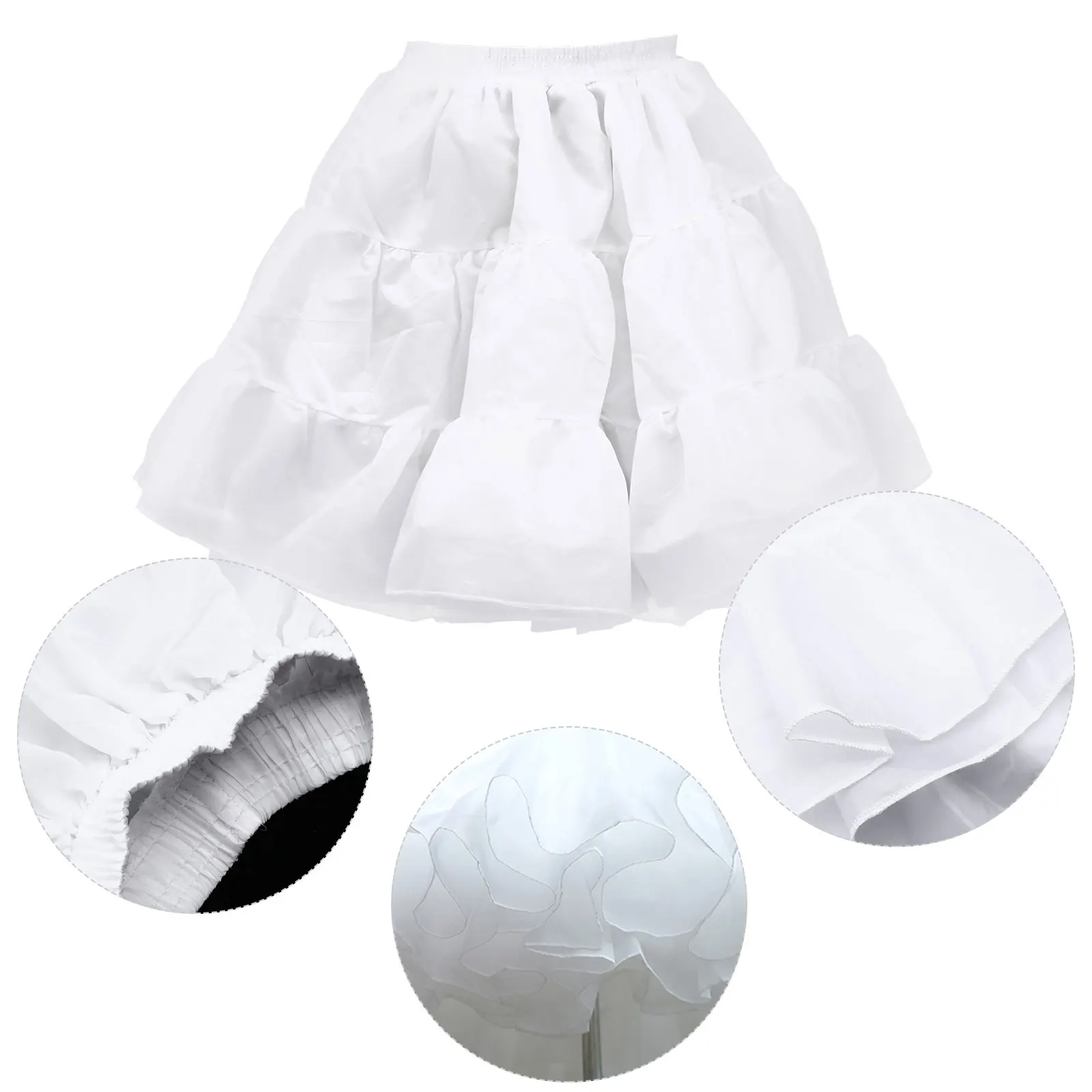 

Lolita Petticoat Brocade Silk Elastic Waist Tulle Underskirt Layered Female Skirt Non Wrinkle Foldable Comfortable