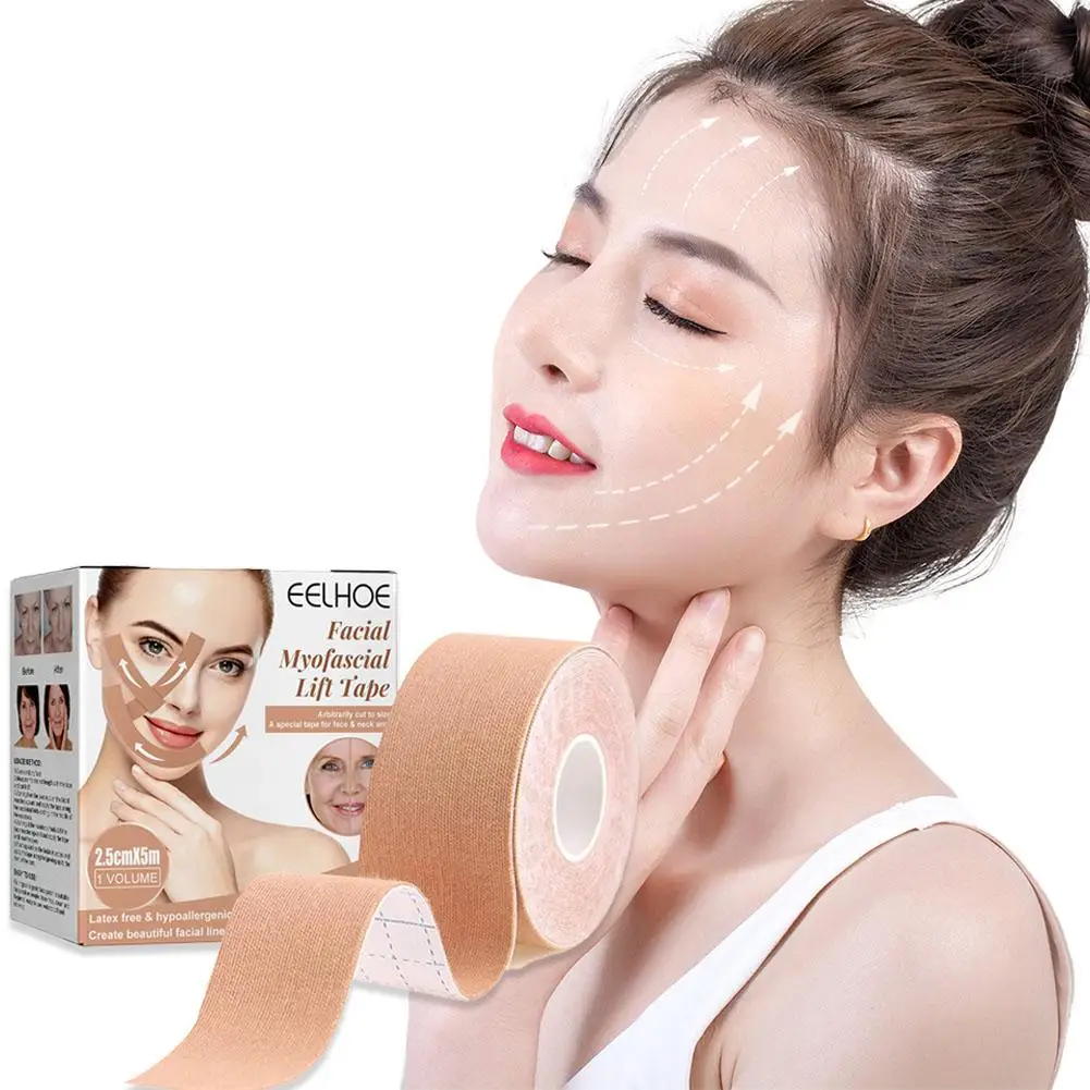 Bande de Lifting du visage 2.5cm x 5m, pour le visage, ligne en V, cou, yeux, dissolvant de rides, bande autocollante, soins de la peau du visage, outils de beauté