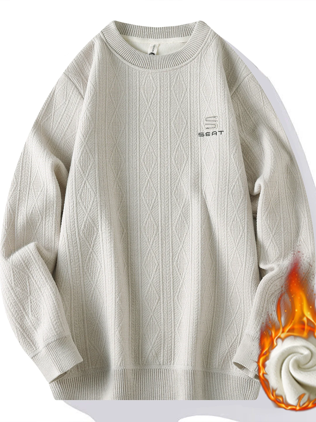 

Men's Fce Lined Thiened round Ne Knitwear Casual Sle Winter Warm Polyester Fiber Long Sve T-irt Comfortable Fit