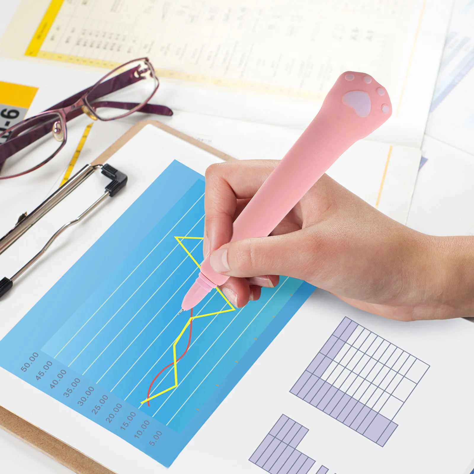 4Pcs Cartoon Decompression Pens Cat Paw Shape Stress Relief Squeeze Gel Ink Pens for Students School Writing School Gel Pen