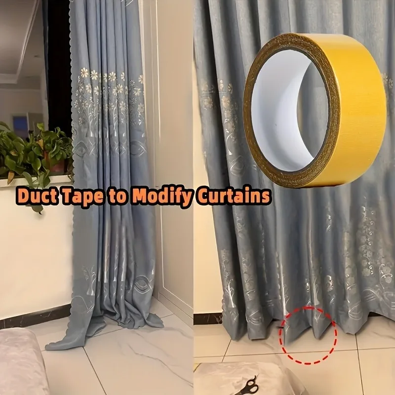1 Roll of 393.7 Inch Curtain Shortening Tape Multifunctional Traceless Adhesive for Curtains Carpet Home Adhesive Universal