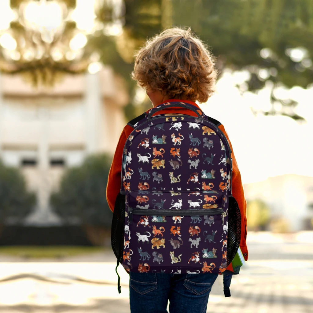 Krieger Katzen Muster 1 gedruckt leichte lässige Kinder Jugend Rucksack Schult asche 17 Zoll