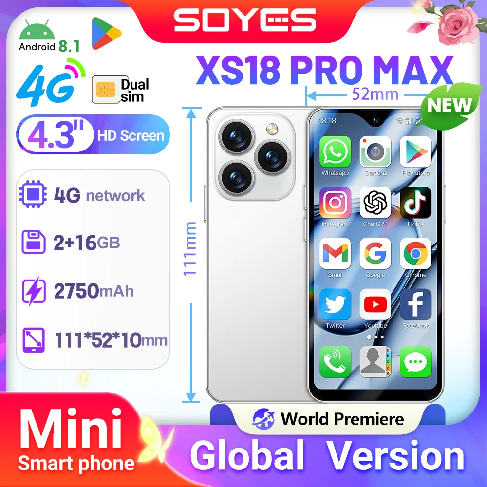 World Premiere SOYES XS18 Pro Max Mini Smartphone 2750mAh 4.3