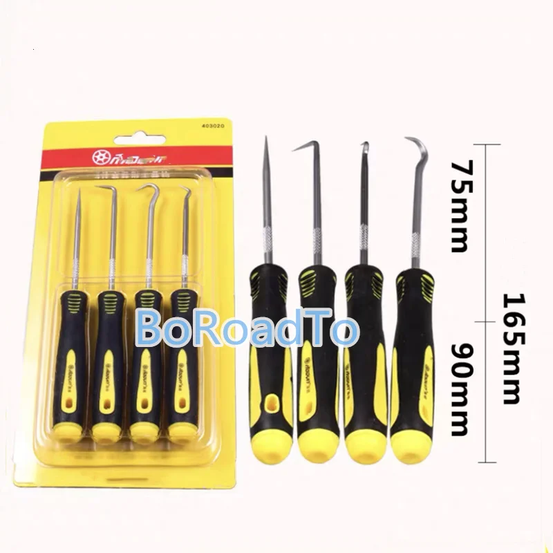 

4pcs 165mm Car Auto Vehicle Oil Seal Screwdrivers O-Ring Gasket Puller Remover Pick Hooks Tool Set 240mm