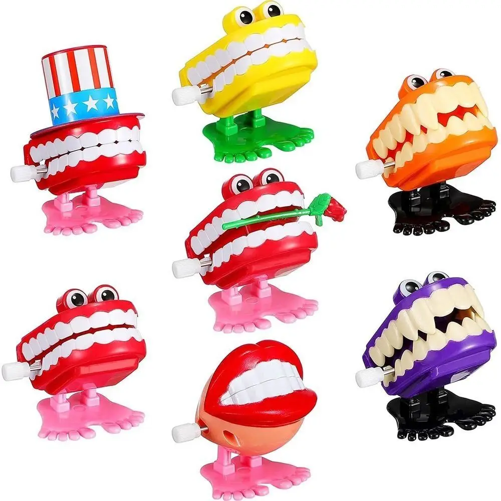 Jouet à remonter en plastique à Action frappée, jouet mécanique drôle et mignon en forme de dent, jouet à dents sautantes, décoration de bureau