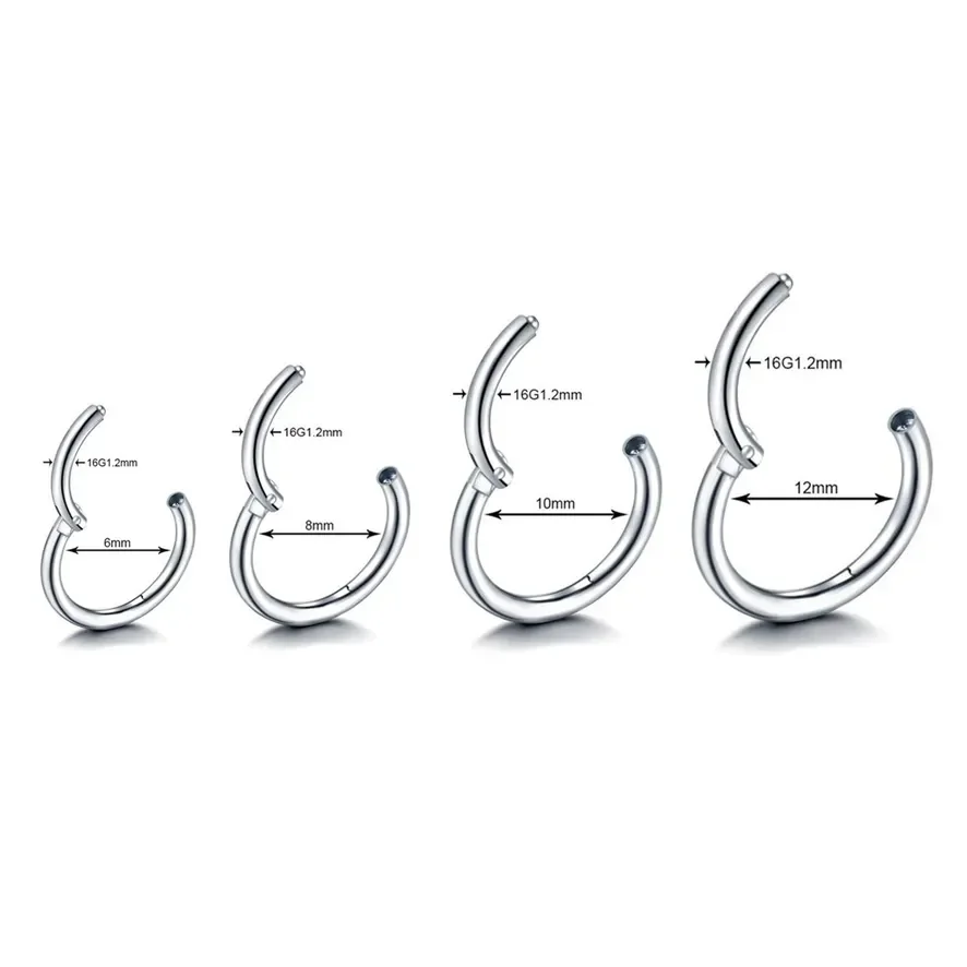 Doearko Hinged Septum Clicker Segment Nose Ring Lip Ear Cartilage Ear Helix Body Piercing Jewelry Surgical Steel Ring Hoop Ring