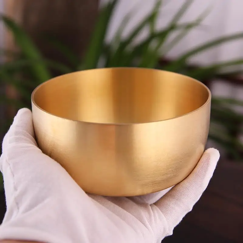Solid Copper Bowl Kids Anti-drop Dinnerware Restaurant Korean Style Tableware Gift Lucky Gold Color Bowl Sturdy Durable Kitchen