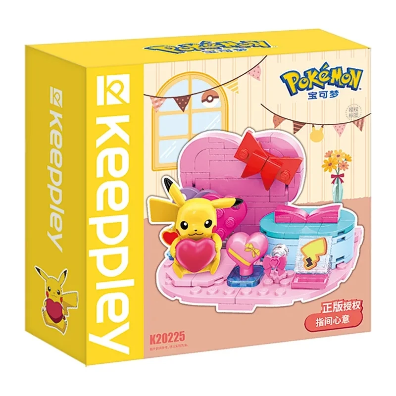 Keeppley-Kit de bloques de construcción de escena de Pokemon Pikachu, modelo de ensamblaje, adorno de escritorio, muñeca coleccionable, rompecabezas para niños y niñas, juguetes de regalo
