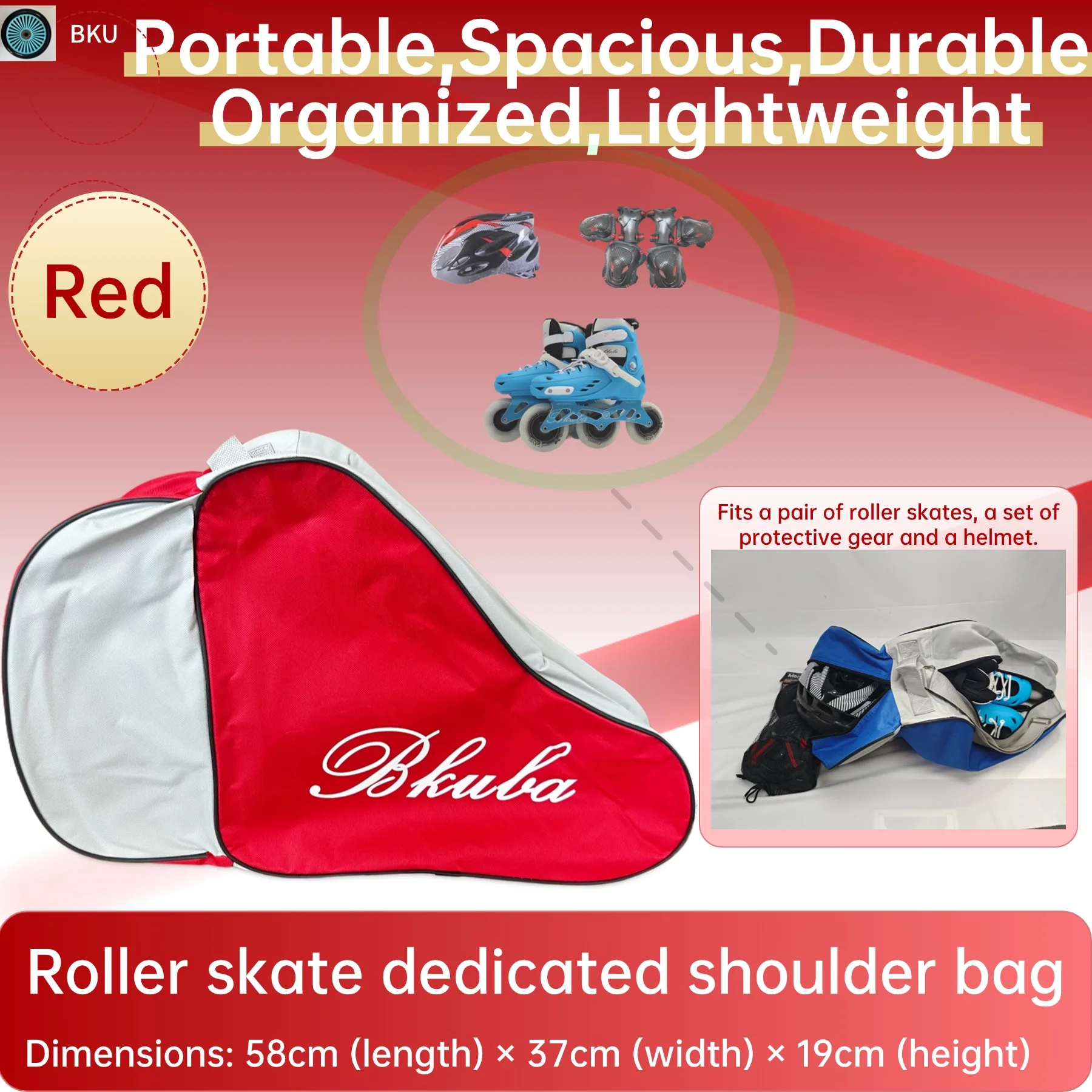 

Breathable Roller Skate Bag Shoulder Bag for Kids - Hand/Shoulder Carry Ice Inline Skates Storage Organizer