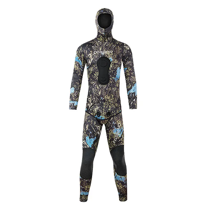 3mm Fishing Suit, Rubber Diving Suit, Split Body Camouflage, Cold and Warm Protection, Thickened Free Diving and Fishing