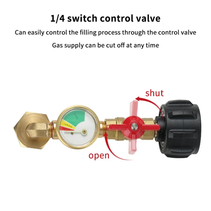 Adaptador de recarga de propano qcc1 com medidor e válvula de controle liga-desliga adaptador de propano para grelha de acampamento 1lb garrafa recarregada