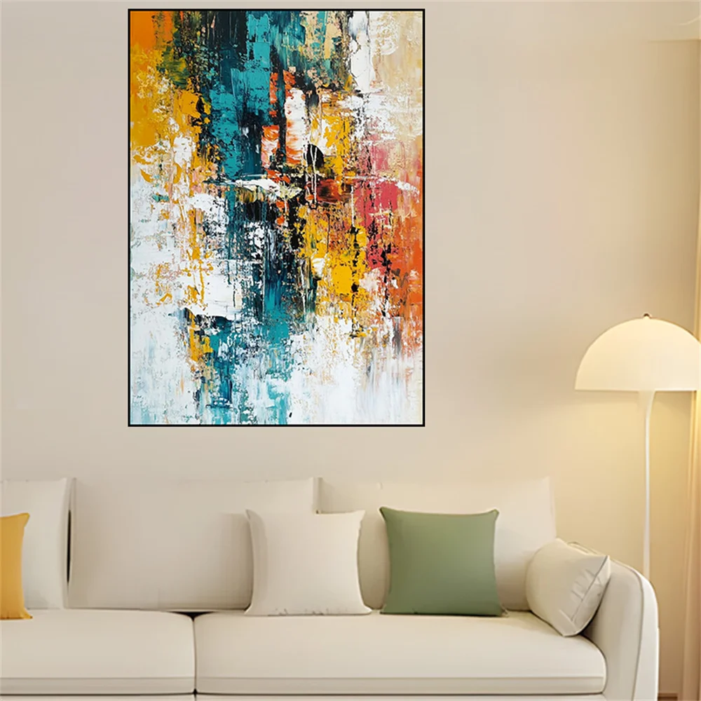 

Modern Abstract Canvas Paintings Hand Made Thick Texture Oil Pictures City Wall Art For Living Room Horizonal Home Decor Poster