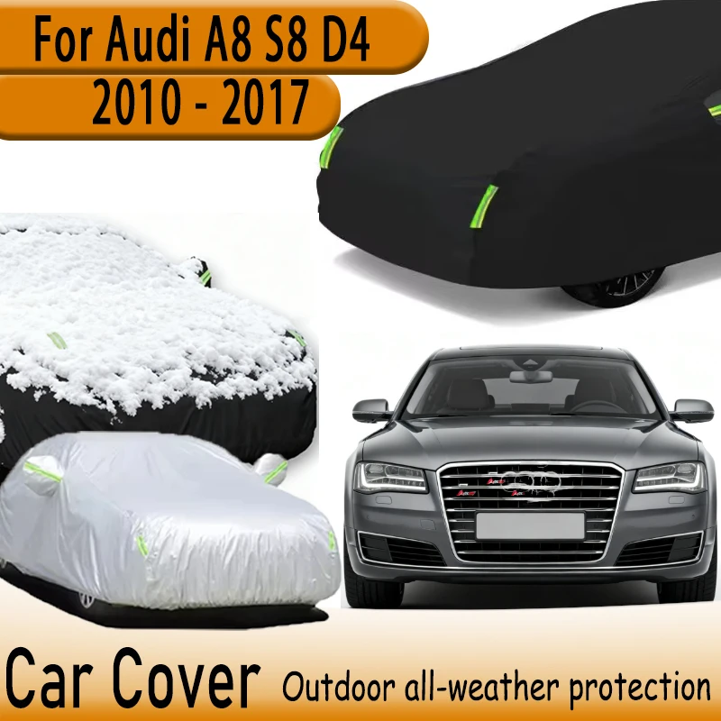 

For Audi A8 S8 D4 2010-2017 2016 210T Polyester All-Weather Outdoor Car Cover Waterproof Anti-UV Dustproof Exterior Protection