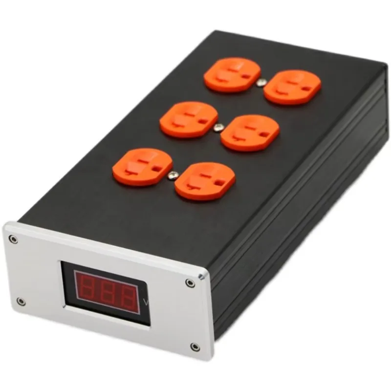US AC Power Distributor  Audio 20A IEC Inlet Electrical Plug Socket Extension Outlet With LED Digital Display Metal Box