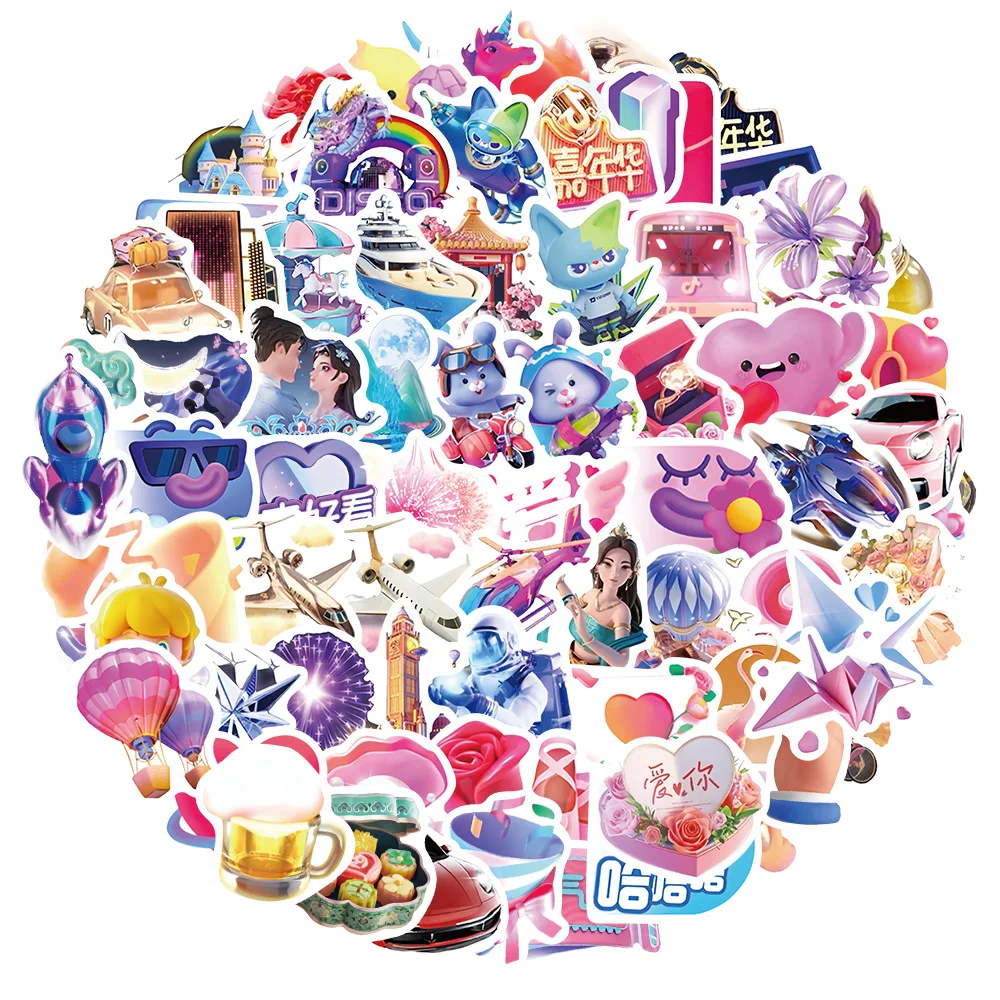 10/30/78pcs Network popular Tiktok gift special effect Decoration Gift For Kids DIY Notebook Phone Bike Laptop Car PVC Sticker