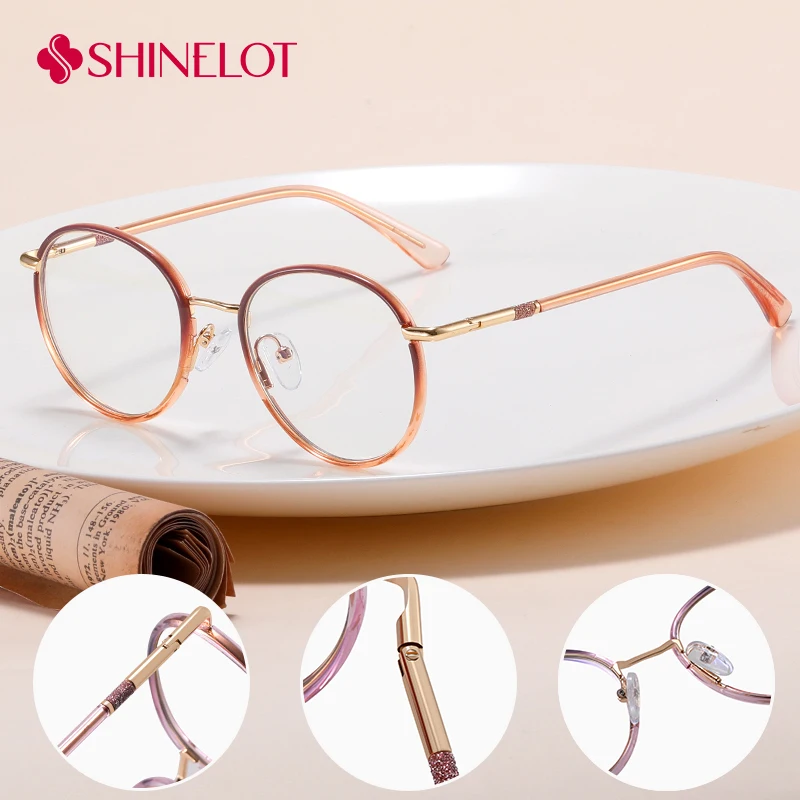 

82130 Cute Round Oval Eyeglasses Prescription Frame Sexy Lady Bluelight Blocking Glasses Beauty Eyewear Delicate Girlfriend Gift