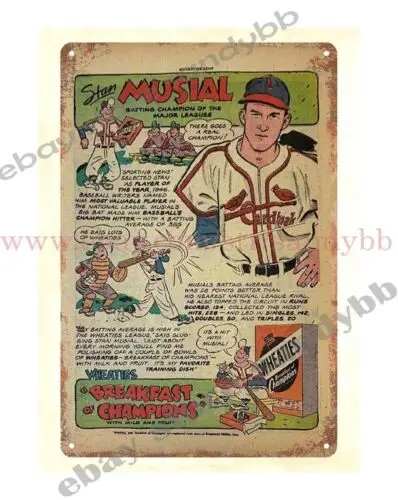 1 pcs,metal sign material 1947 Wheaties STAN MUSIAL  metal tin sign