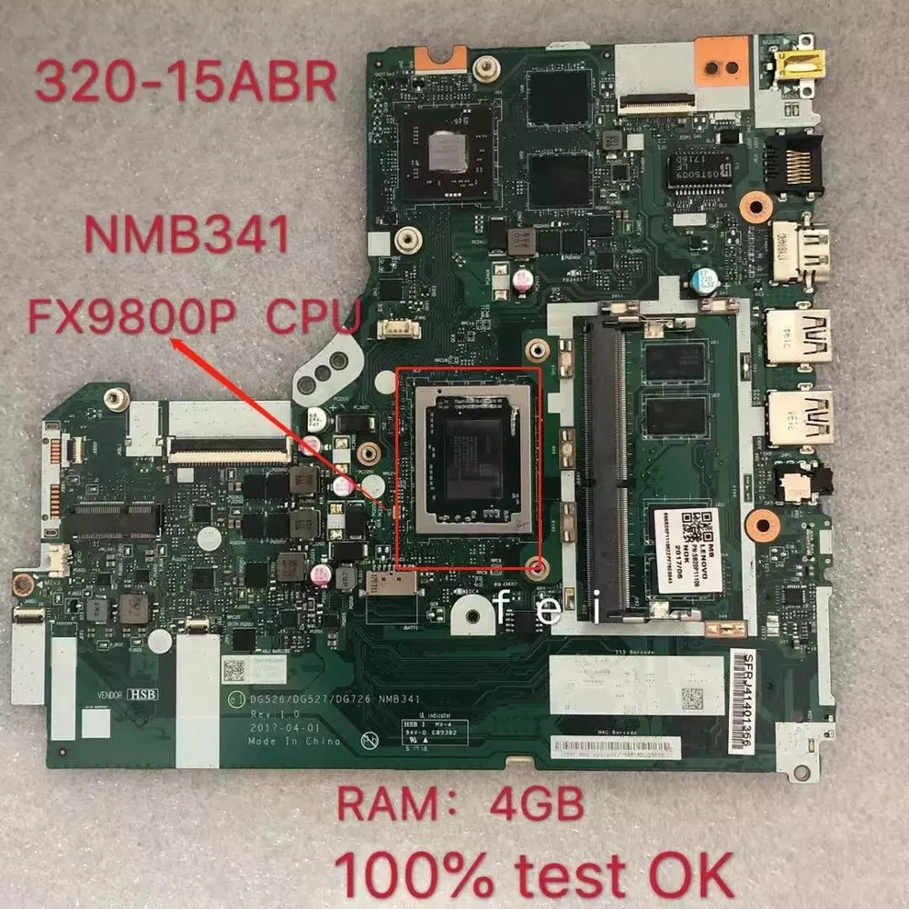 

for Lenovo Ideapad 320-15ABR Notebook Motherboard 9720P 9800P VGA(2G) 4G) Number NM-B341 FRU 5B20P11076 5B20P11078 5B20P11082