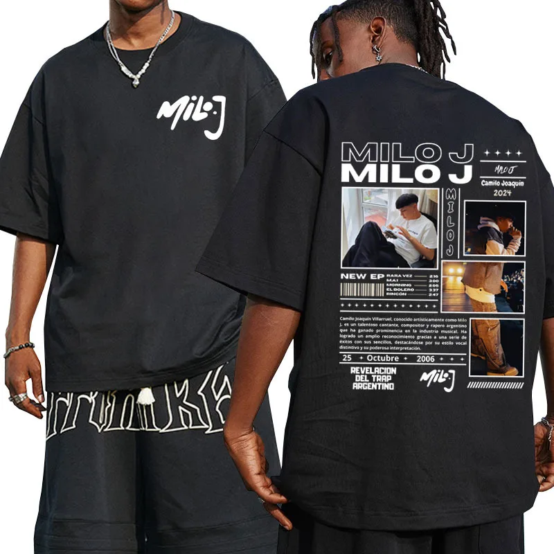 

2024 Milo J Tour Graphic T Shirts Men Clothing Retro High Quality Fashion T-shirt Unisex Hip Hop Loose Rapper Streetwear Tees