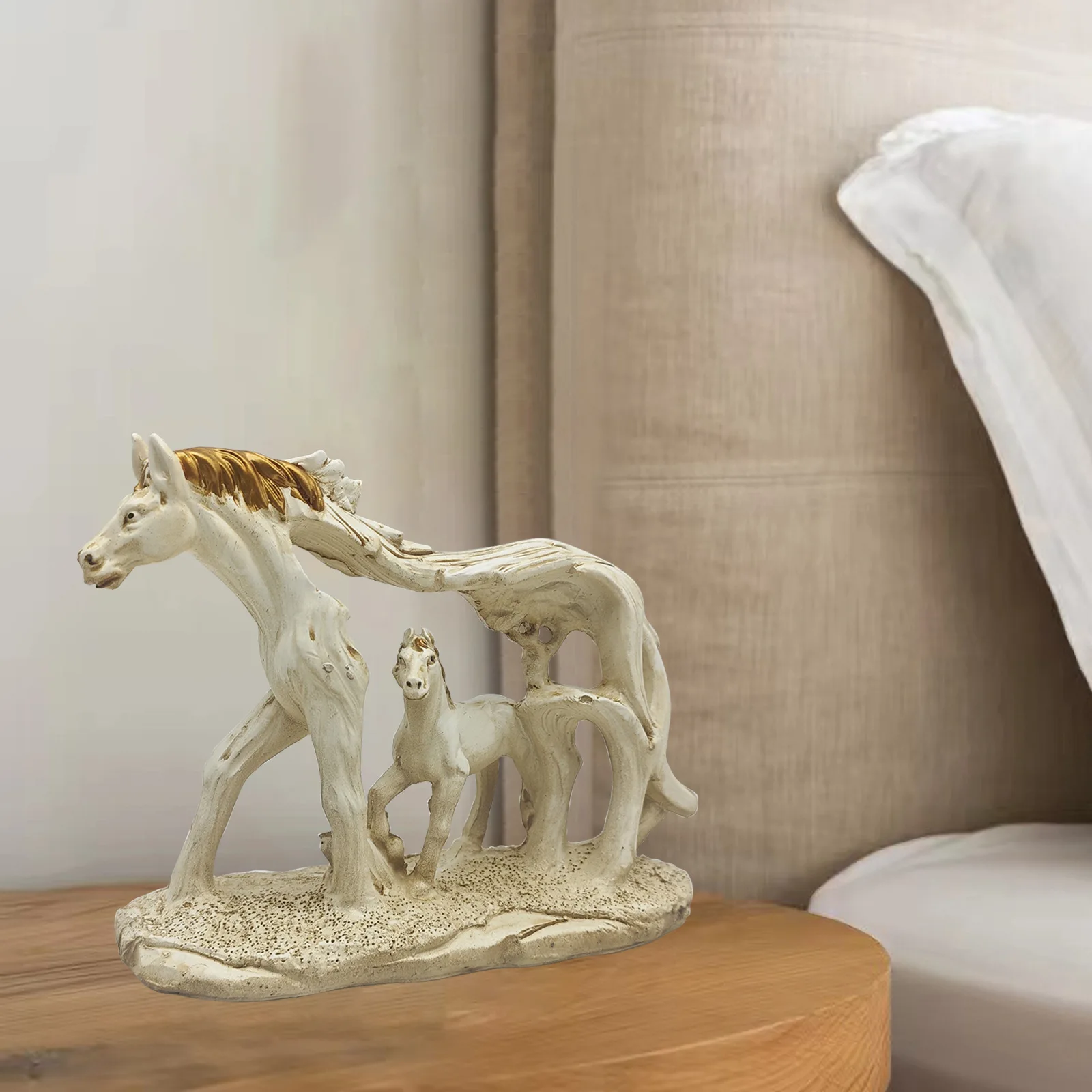 Resin Galloping Horse Figurine - Mother and Foal Sculpture, Handmade Office Desk Decor, Unique Christmas Gift for Horse Lovers