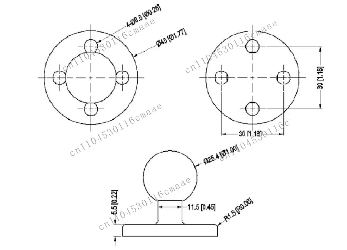 Round plate, flat bracket, car rearview mirror, driving recorder  1 inch ball mounting, bicycle mounting, stamping ball head